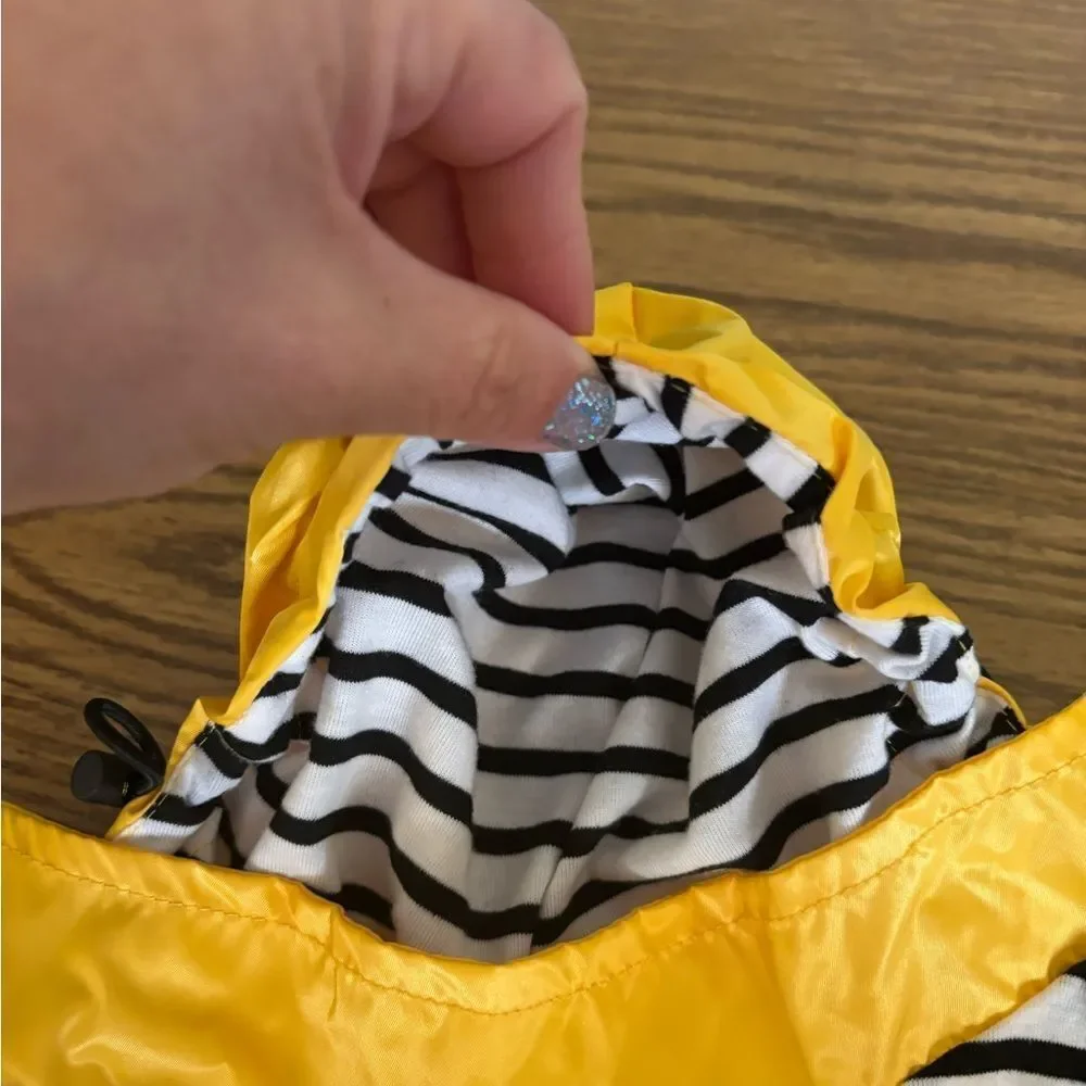 Yellow Striped Hooded Dog Raincoat